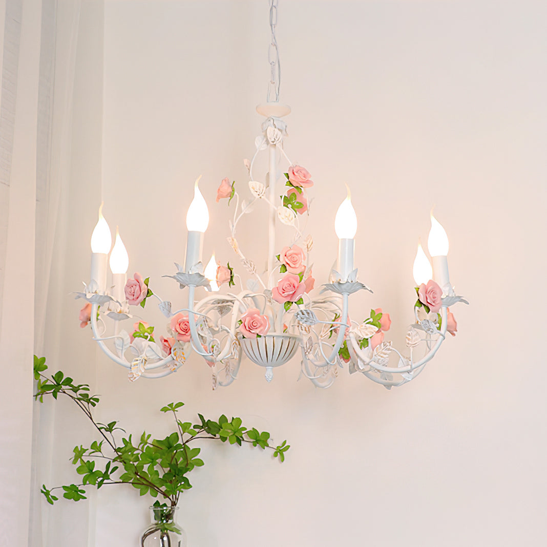 Evelisse Vintage White Chandelier - Lamp Copper
