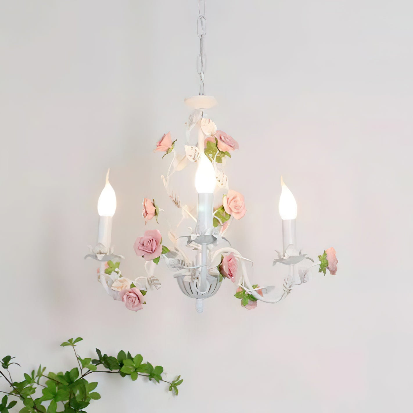 Evelisse Vintage White Chandelier - Lamp Copper