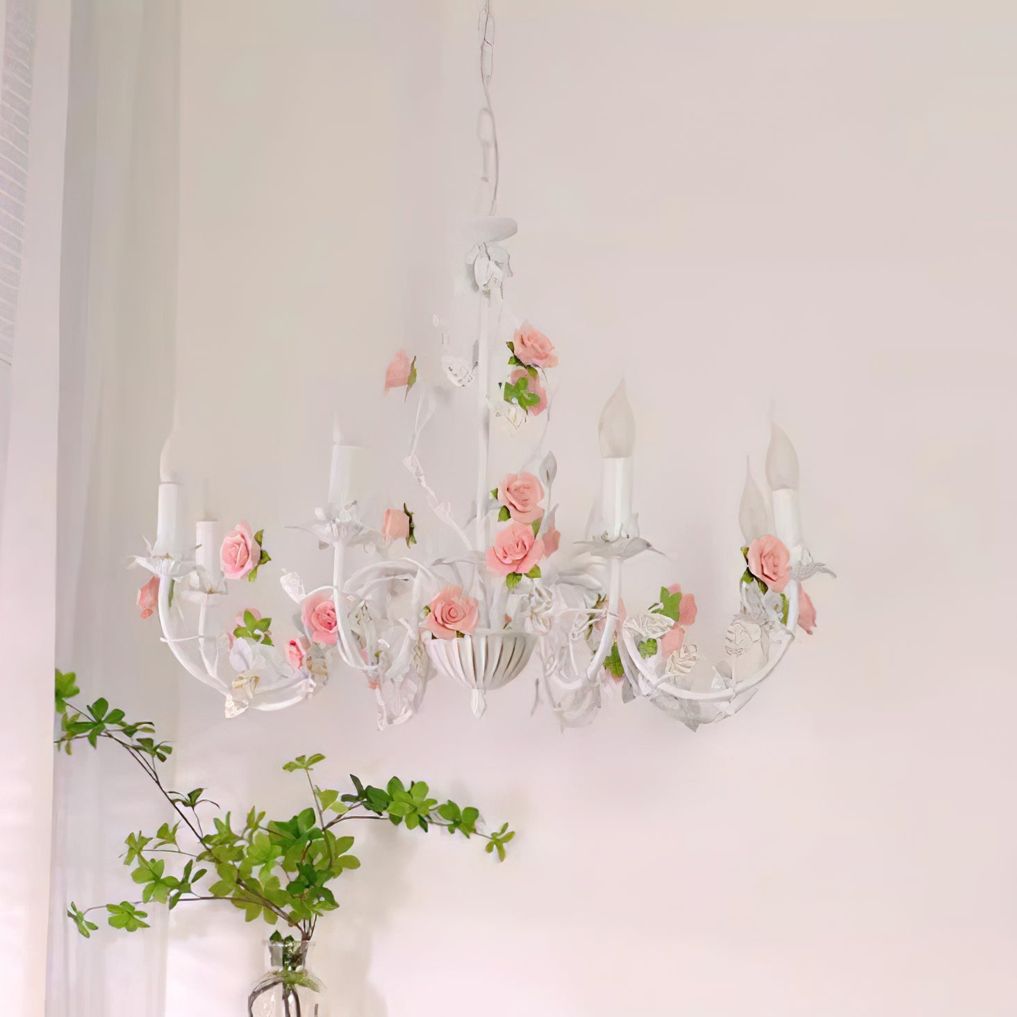 Evelisse Vintage White Chandelier - Lamp Copper