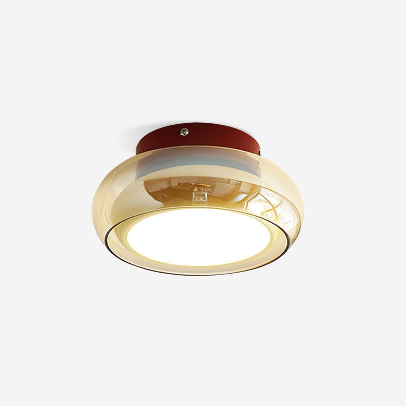 June Retro Glass Flush Mount Ceiling Light - Lamp Copper