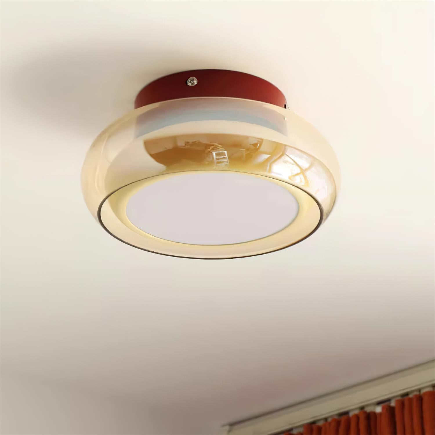 June Retro Glass Flush Mount Ceiling Light - Lamp Copper