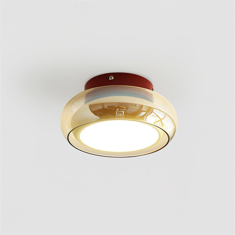 June Retro Glass Flush Mount Ceiling Light - Lamp Copper