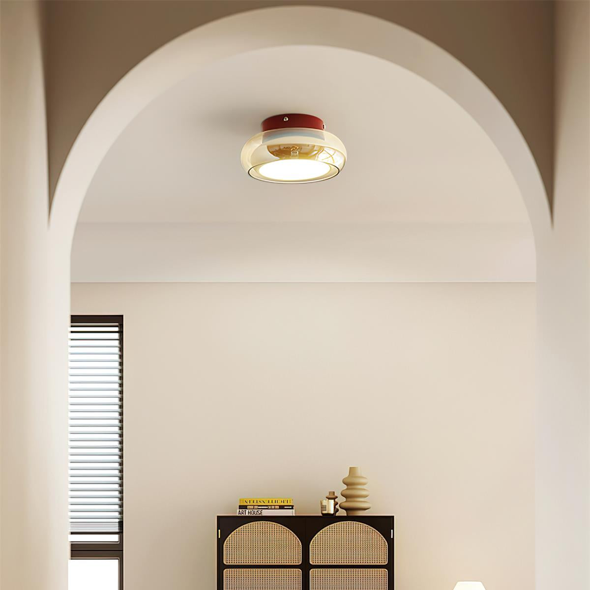 June Retro Glass Flush Mount Ceiling Light - Lamp Copper