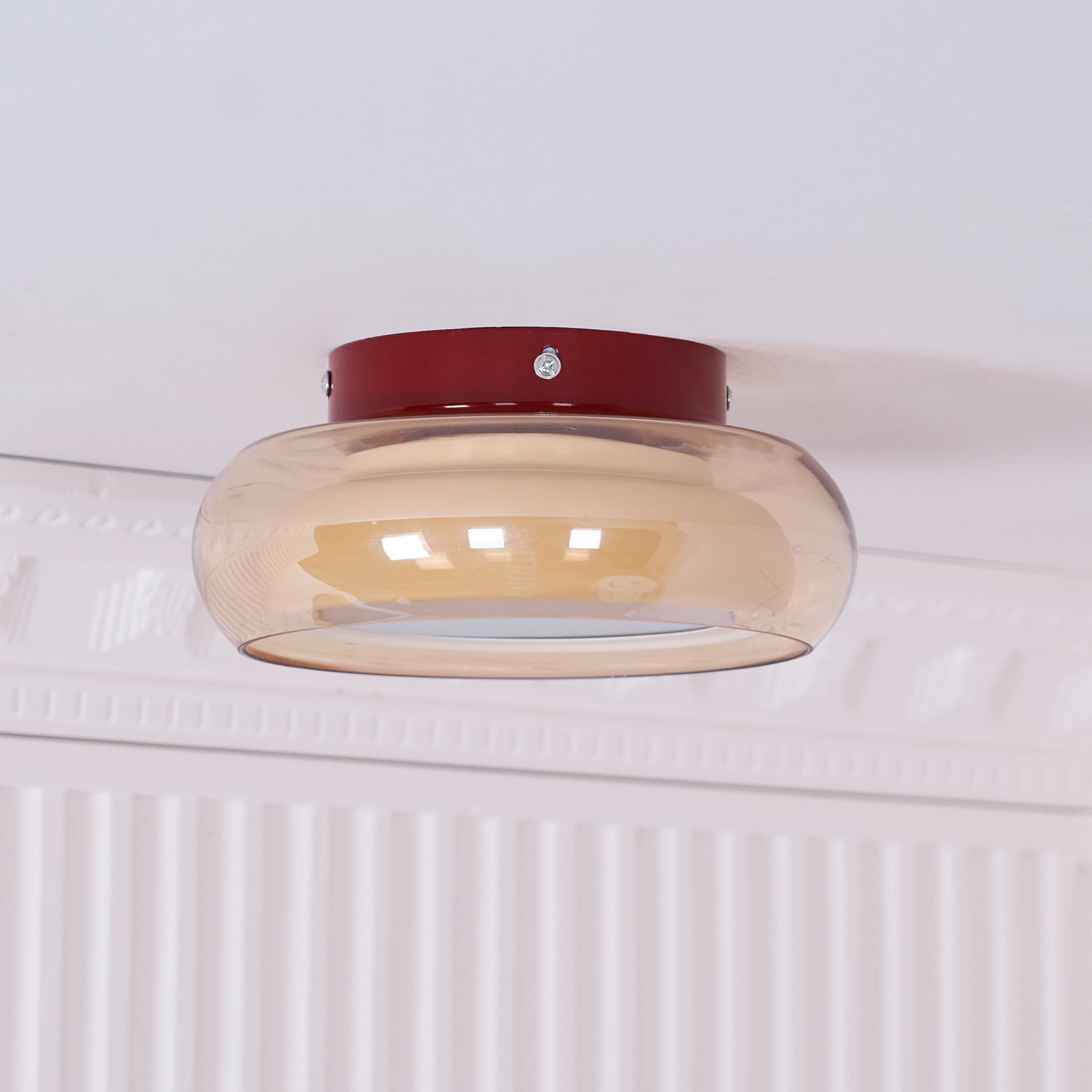 June Retro Glass Flush Mount Ceiling Light - Lamp Copper