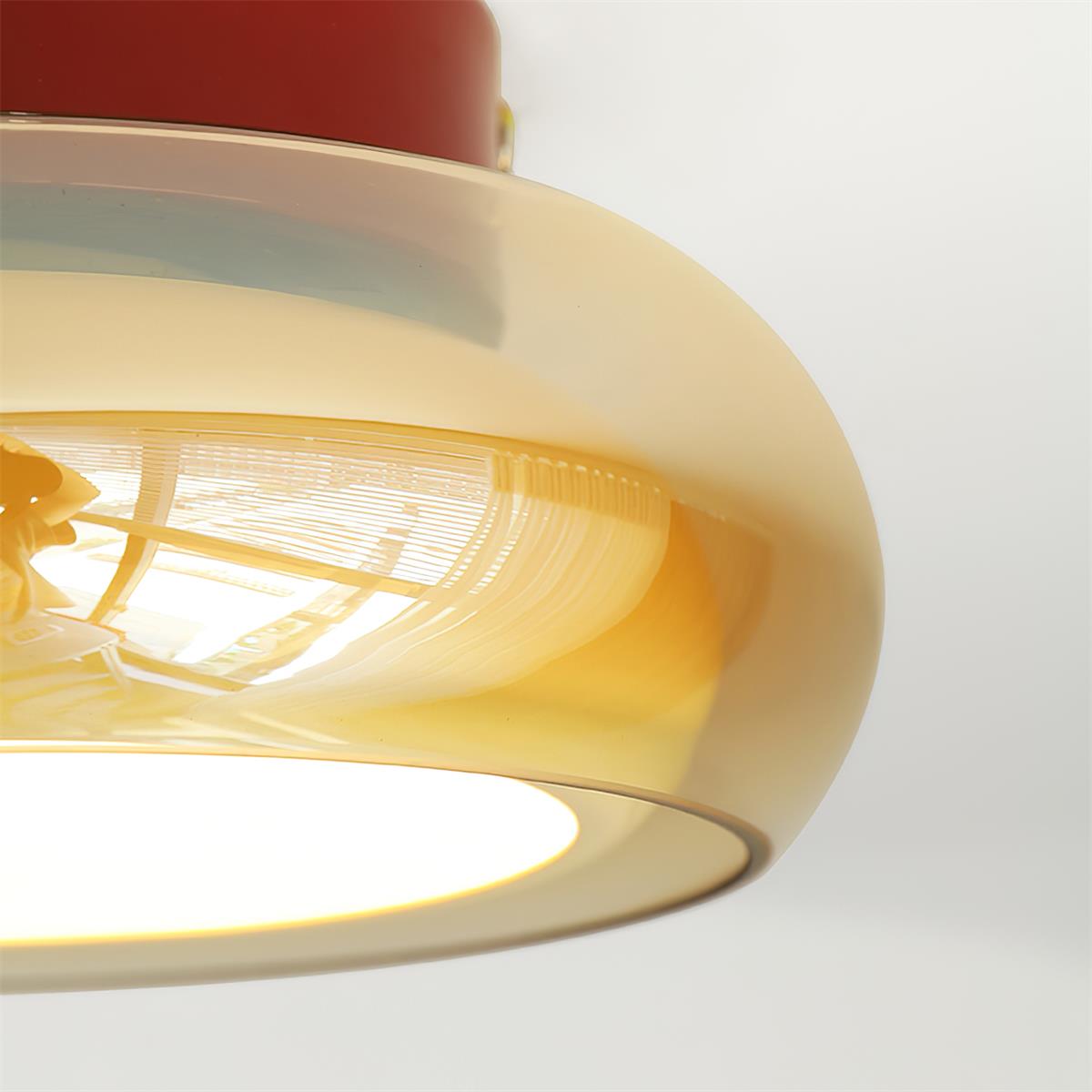June Retro Glass Flush Mount Ceiling Light - Lamp Copper