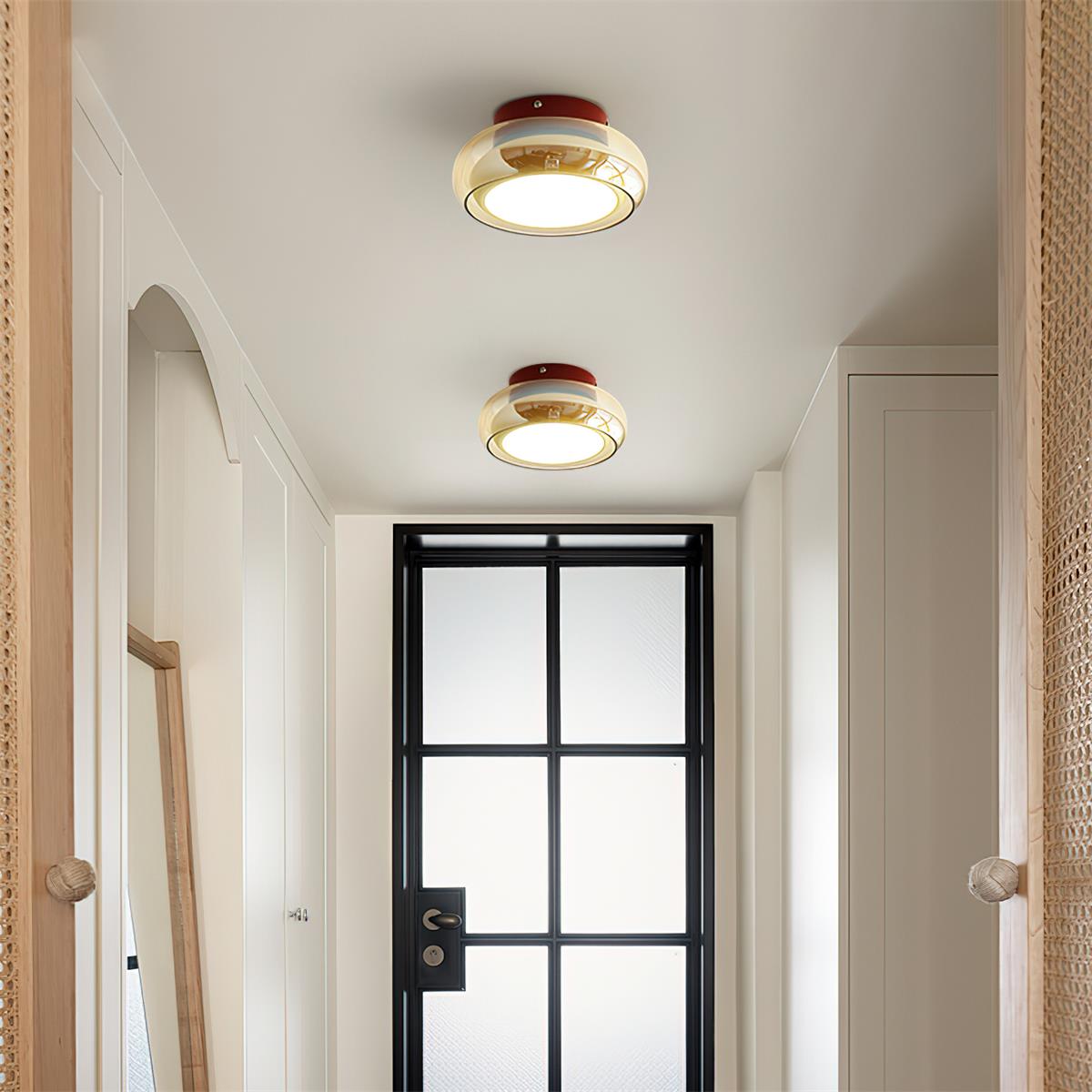June Retro Glass Flush Mount Ceiling Light - Lamp Copper