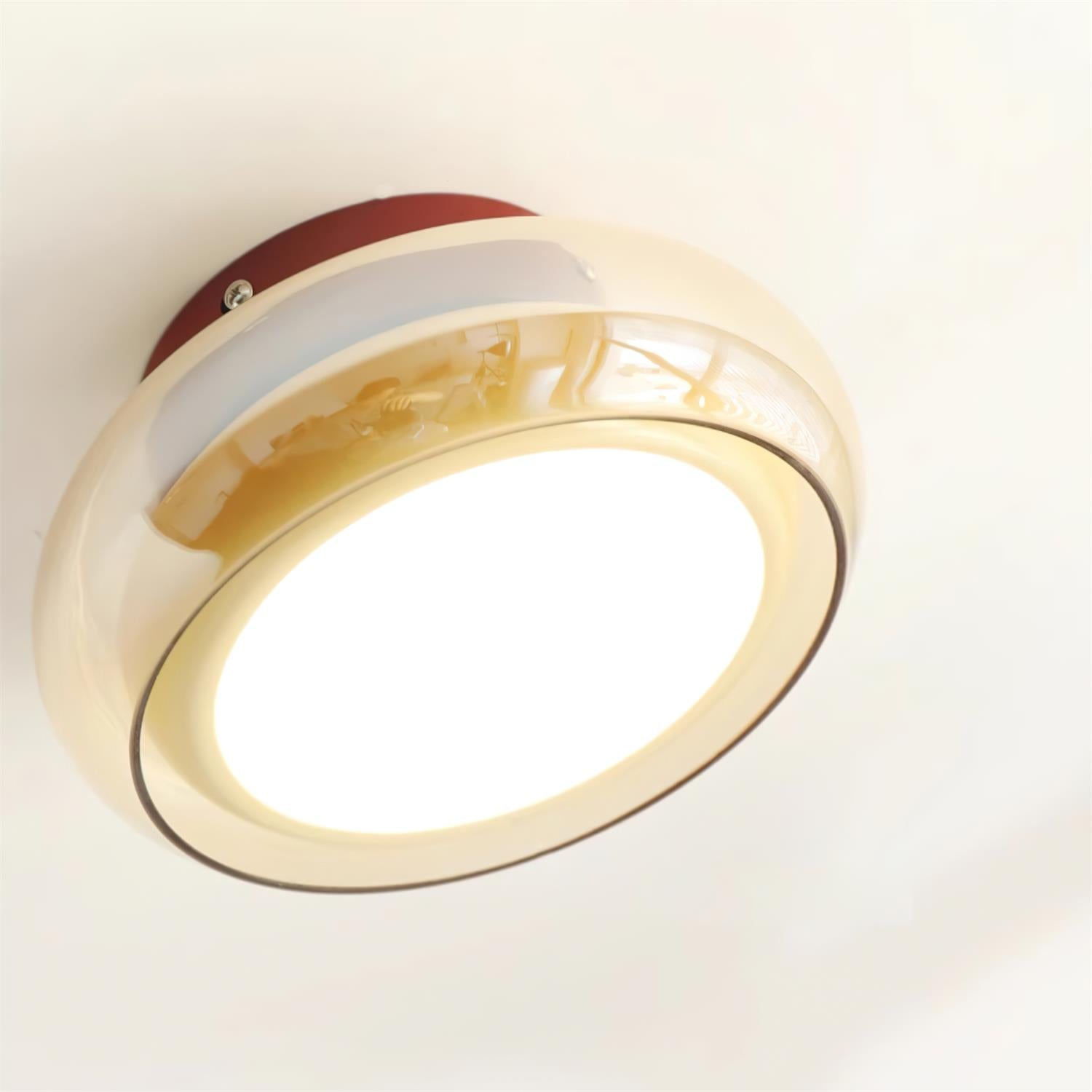 June Retro Glass Flush Mount Ceiling Light - Lamp Copper