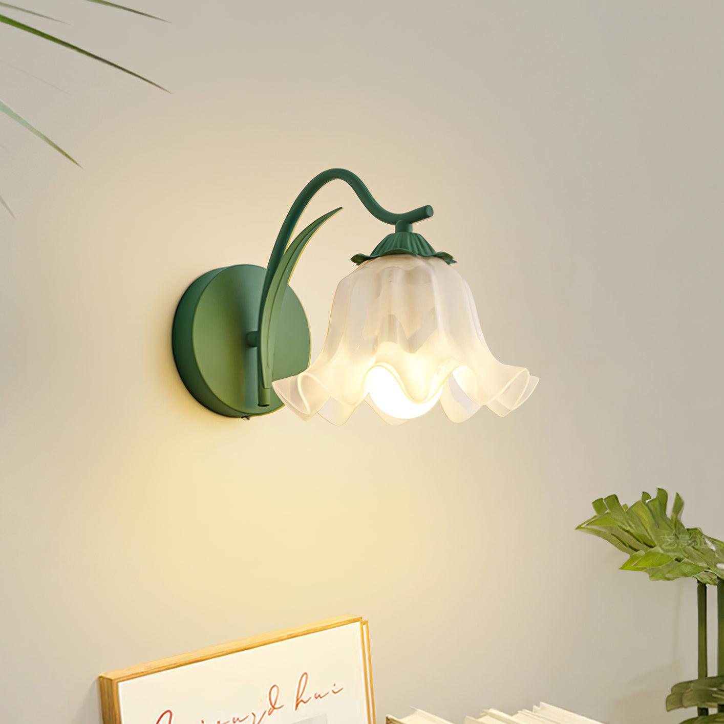 Wall Lamp Botanical Whimsy Green Stem - Lamp Copper