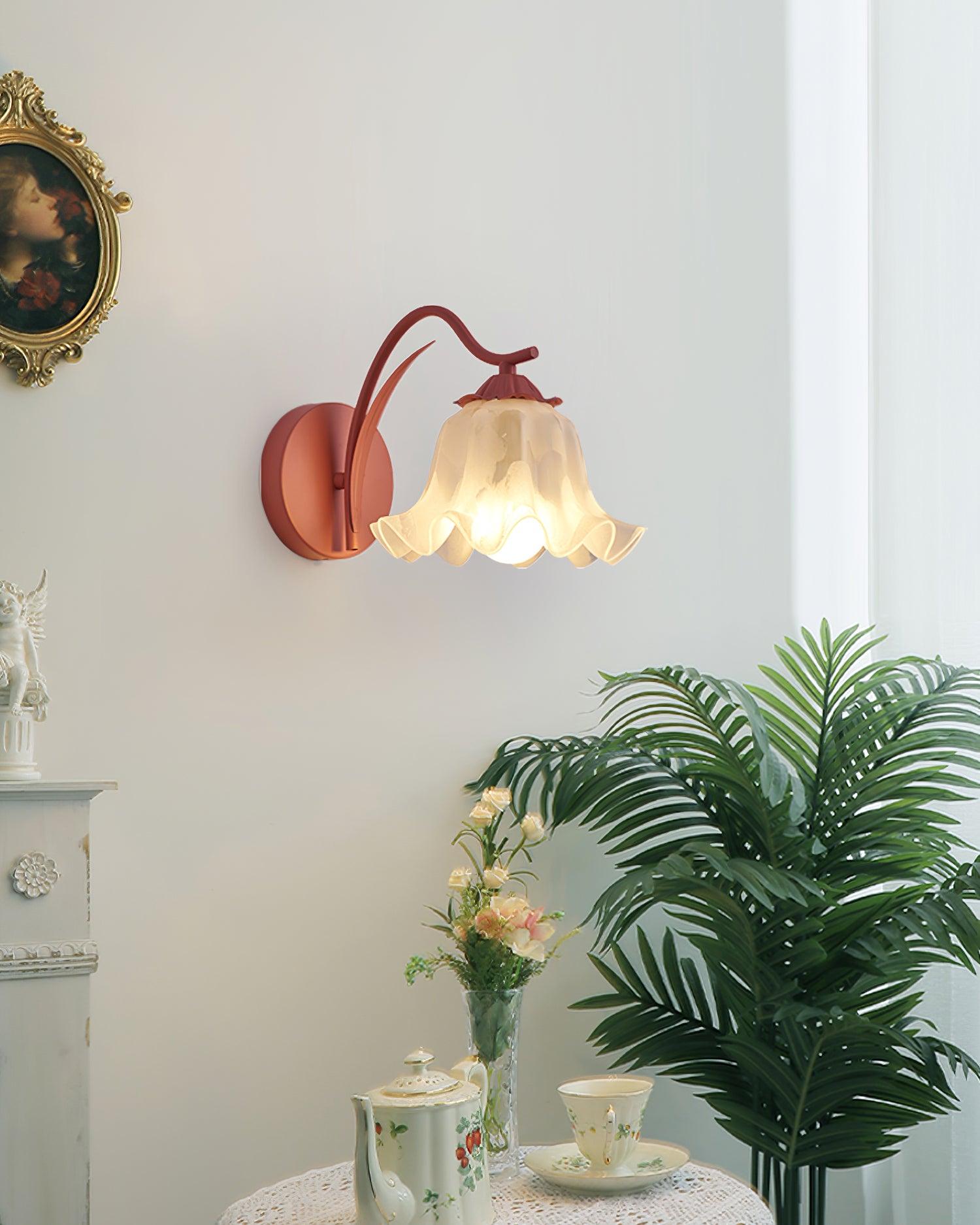 Wall Lamp Botanical Whimsy Green Stem - Lamp Copper
