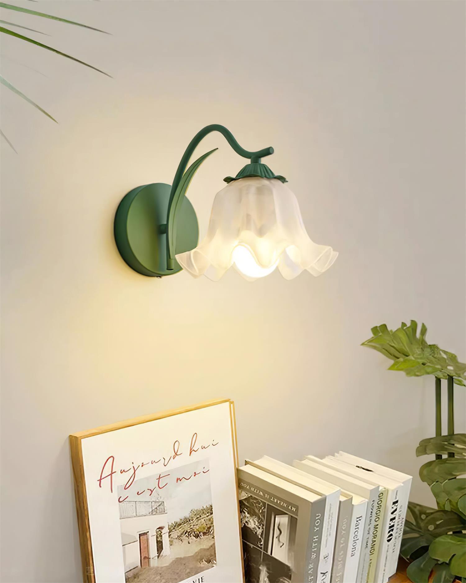 Wall Lamp Botanical Whimsy Green Stem - Lamp Copper