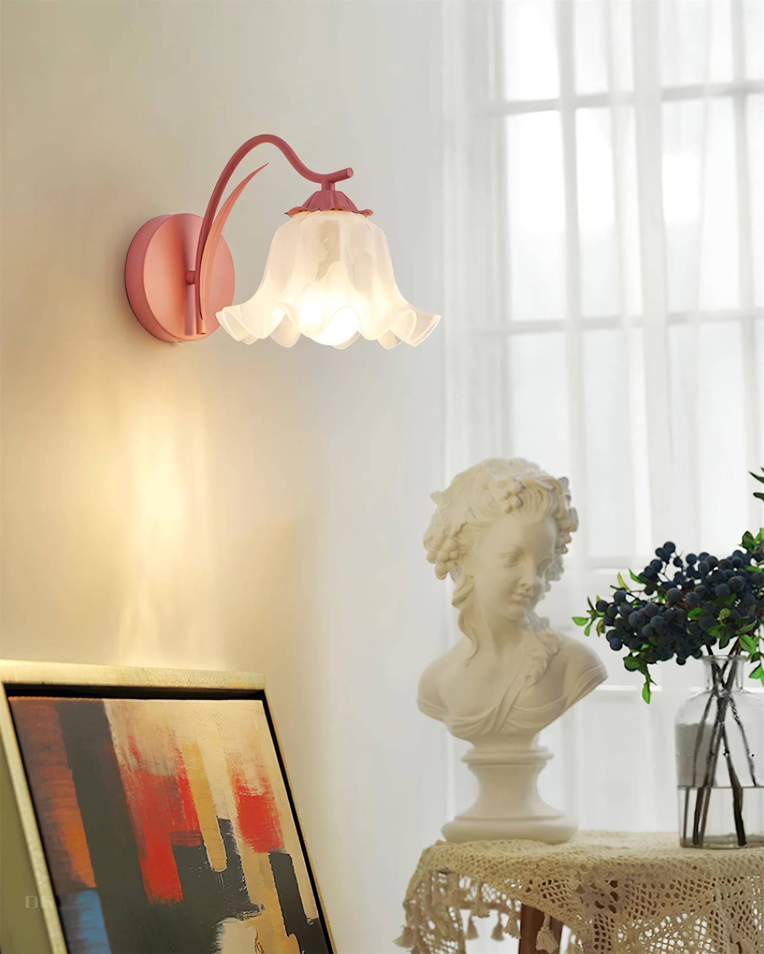 Wall Lamp Botanical Whimsy Green Stem - Lamp Copper
