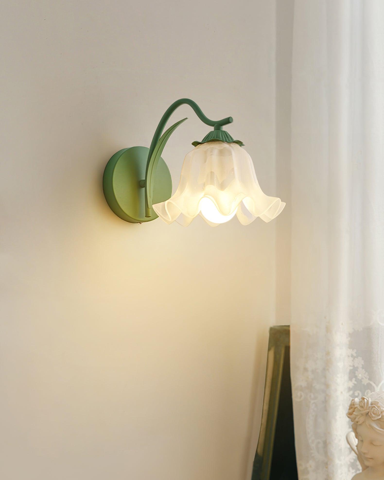 Wall Lamp Botanical Whimsy Green Stem - Lamp Copper