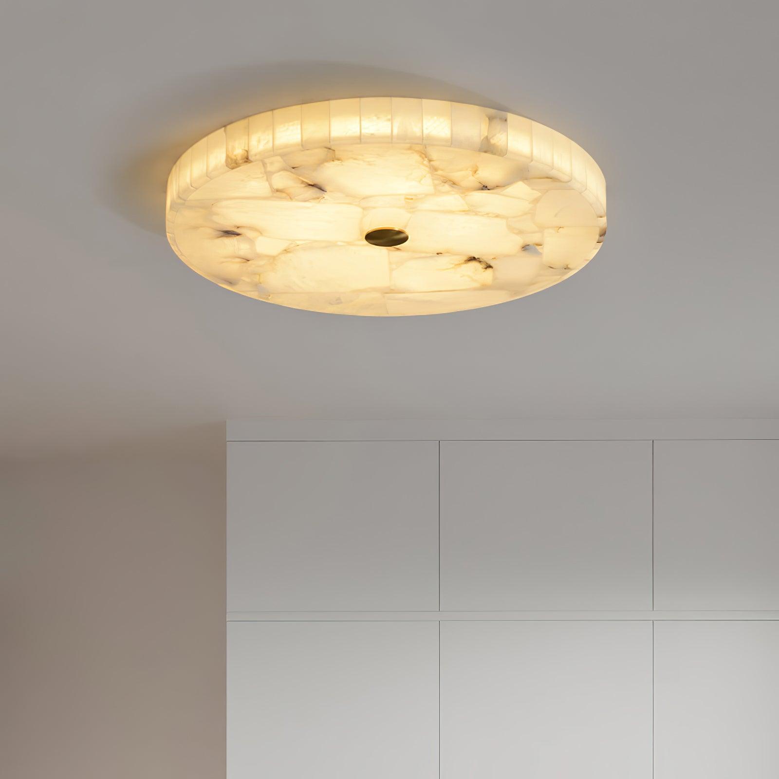 Delya Round Alabaster Ceiling Lamp - Lamp Copper