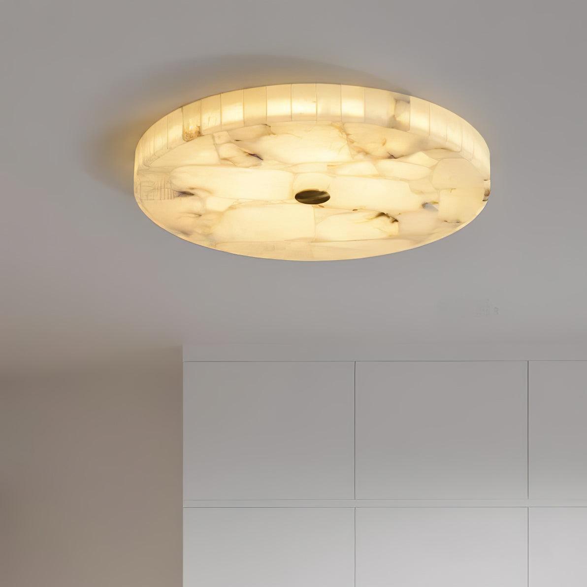 Delya Round Alabaster Ceiling Lamp - Lamp Copper