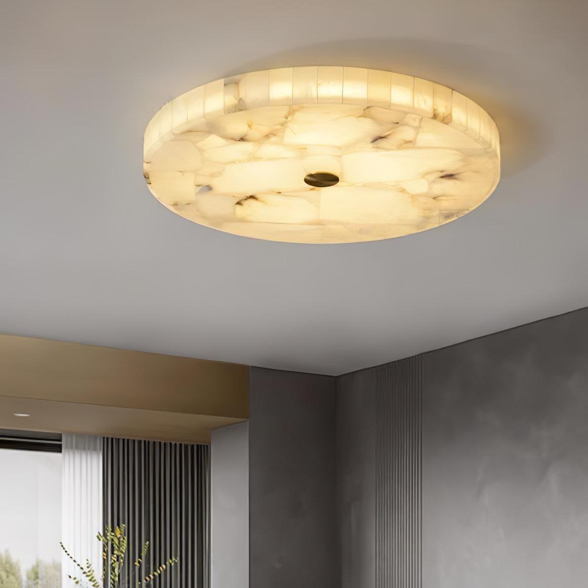 Delya Round Alabaster Ceiling Lamp - Lamp Copper