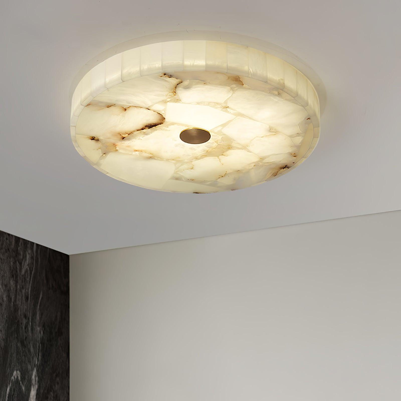 Delya Round Alabaster Ceiling Lamp - Lamp Copper