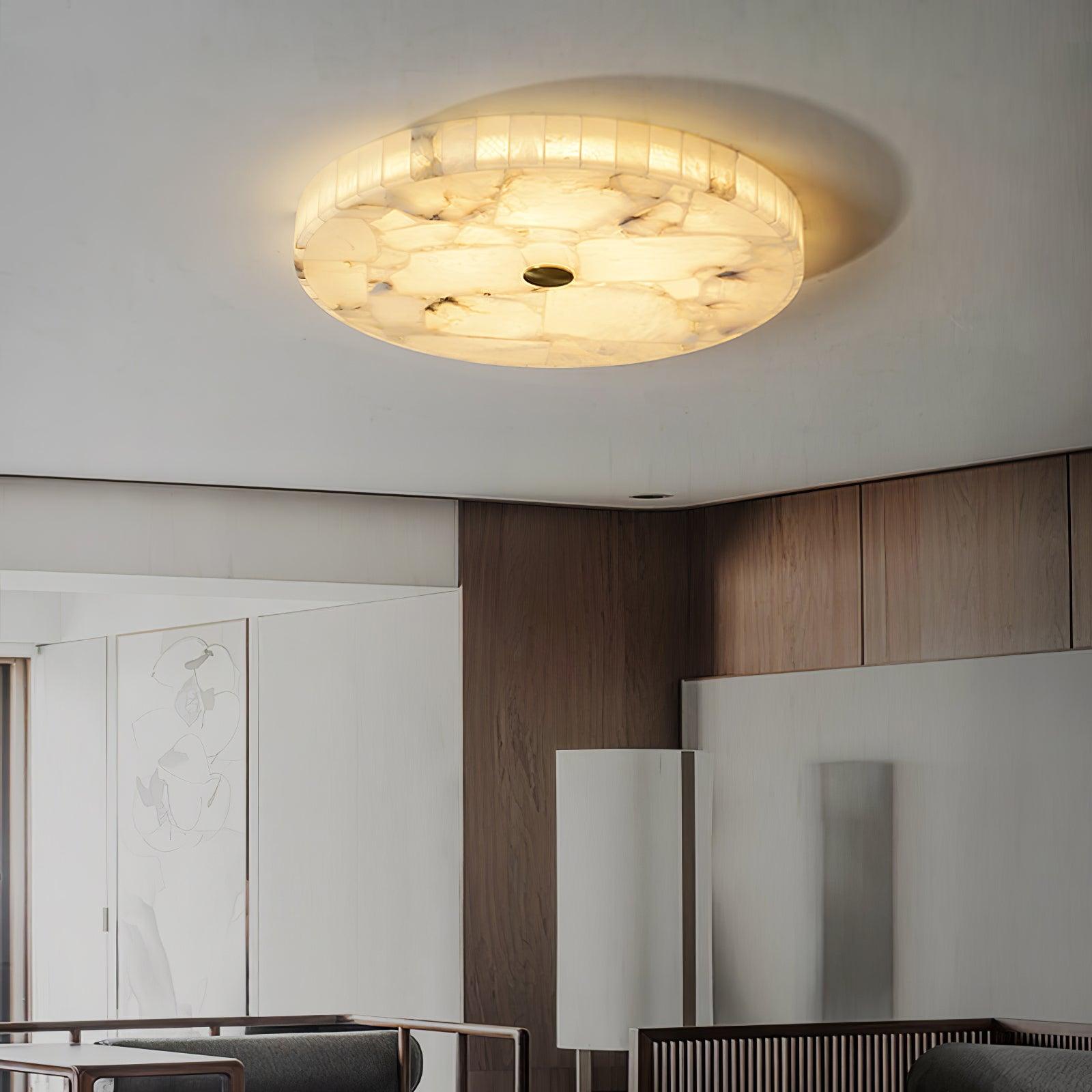 Delya Round Alabaster Ceiling Lamp - Lamp Copper
