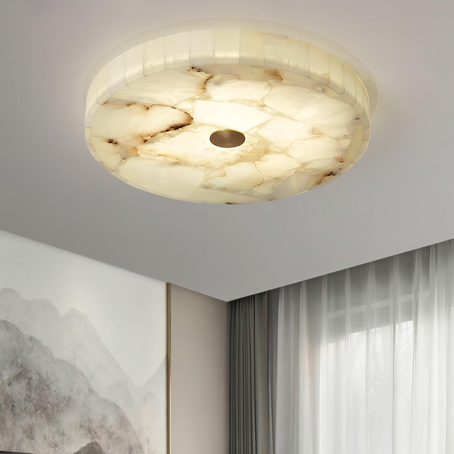 Delya Round Alabaster Ceiling Lamp - Lamp Copper