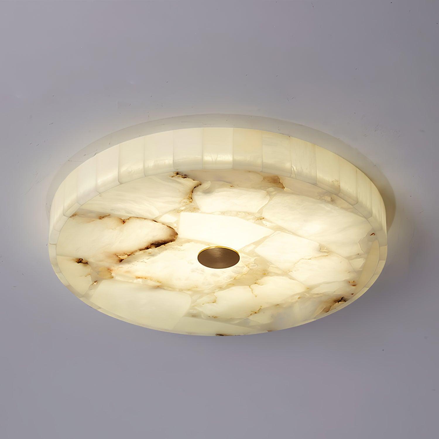 Delya Round Alabaster Ceiling Lamp - Lamp Copper