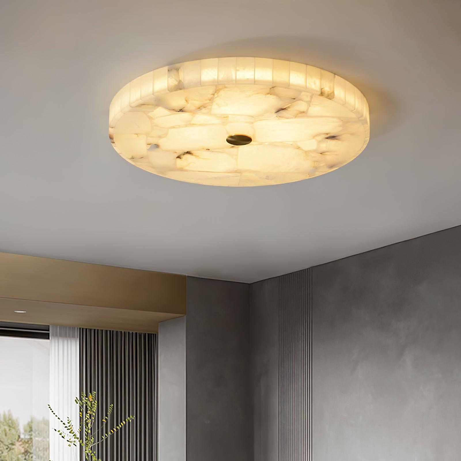 Delya Round Alabaster Ceiling Lamp - Lamp Copper
