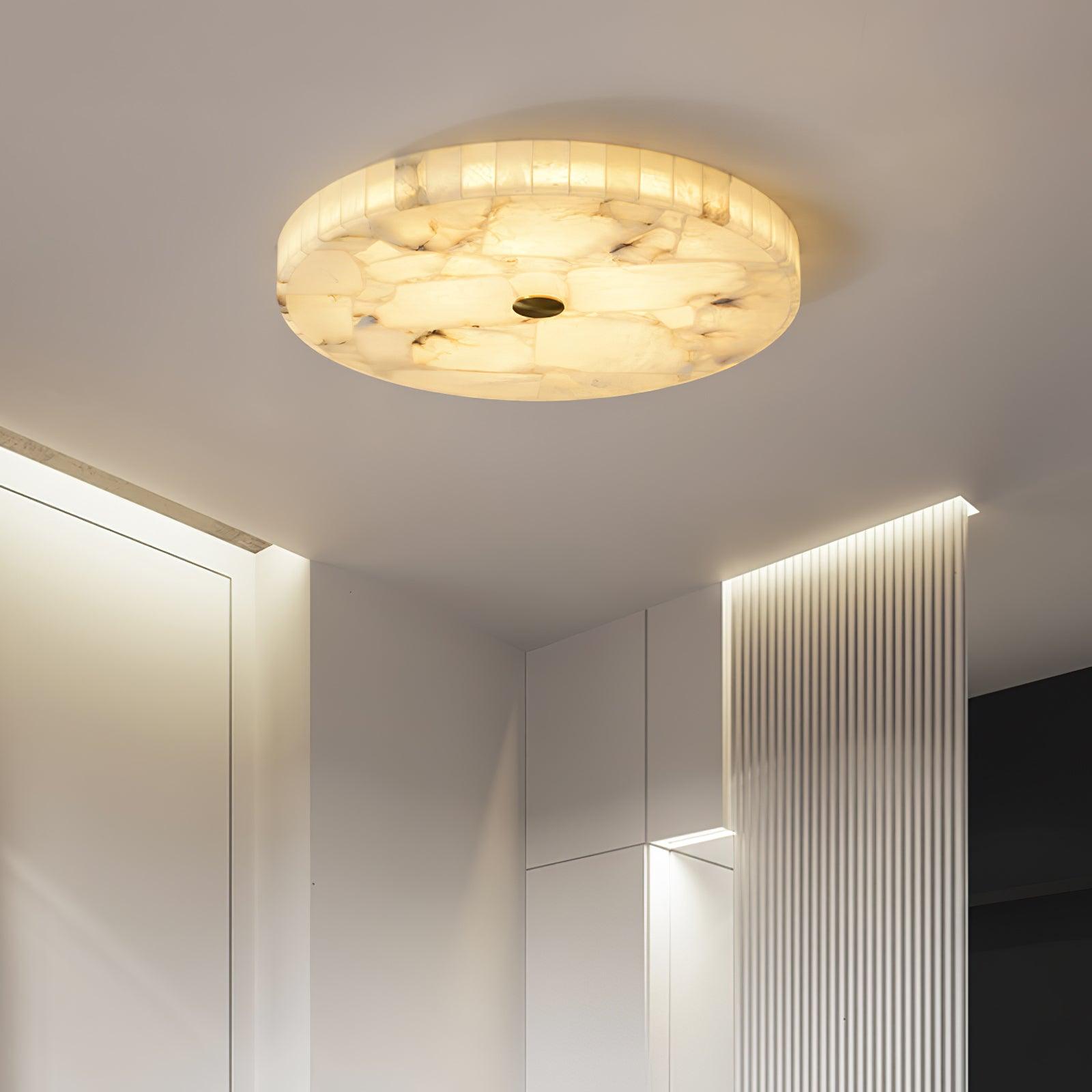 Delya Round Alabaster Ceiling Lamp - Lamp Copper