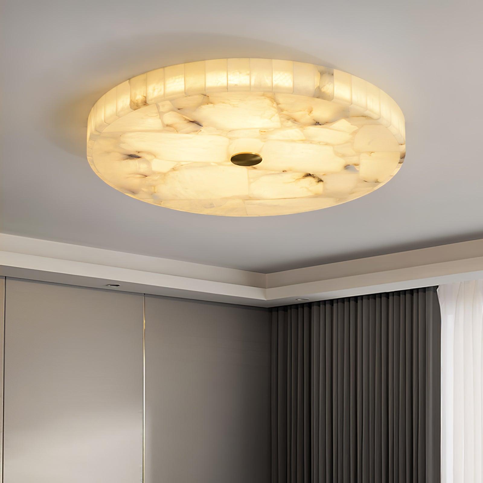 Delya Round Alabaster Ceiling Lamp - Lamp Copper