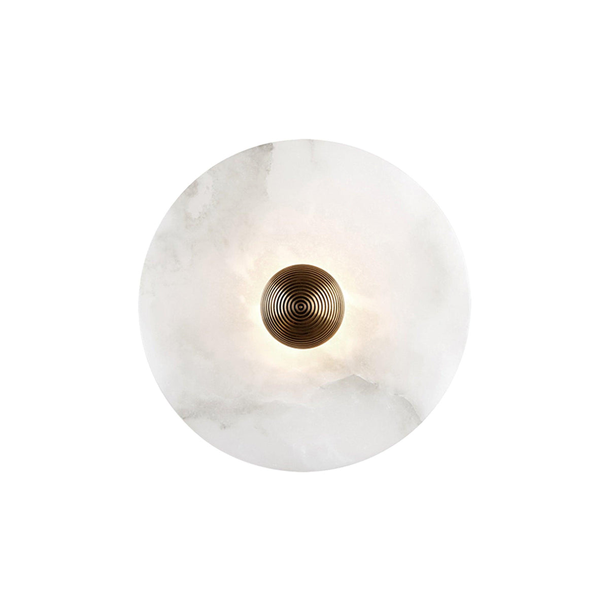 Round Wall Lamp Alabaster Fluted Brass - Lamp Copper