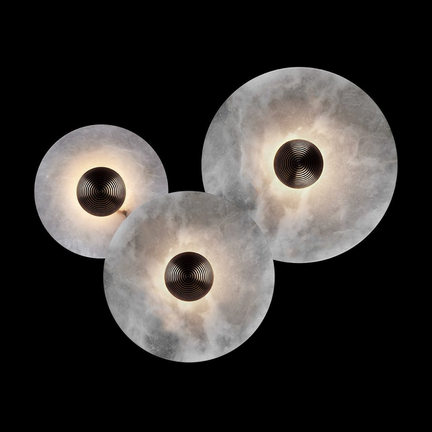 Round Wall Lamp Alabaster Fluted Brass - Lamp Copper