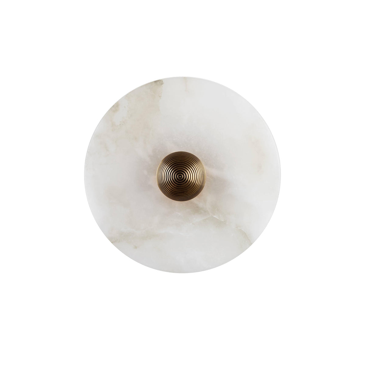 Round Wall Lamp Alabaster Fluted Brass - Lamp Copper