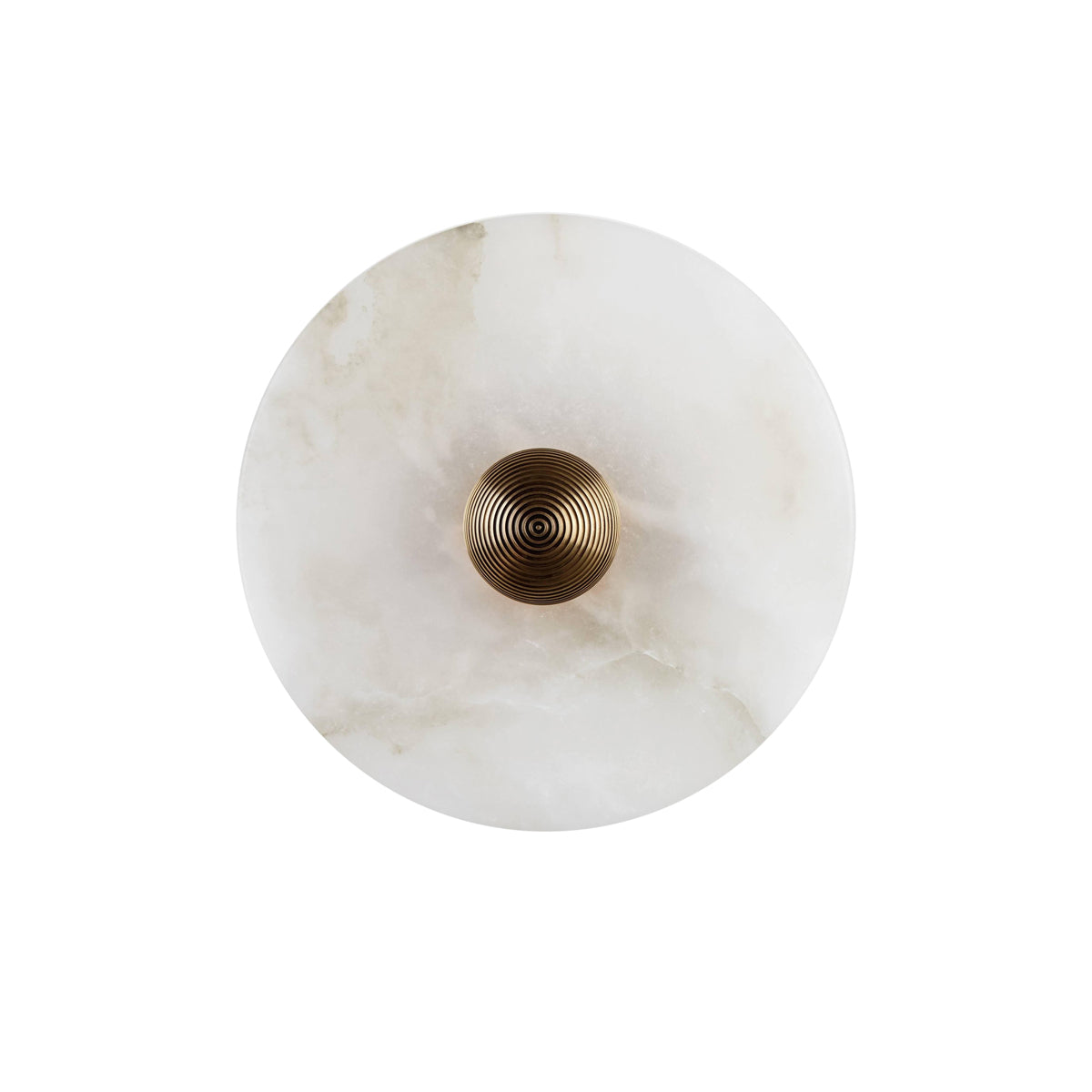 Round Wall Lamp Alabaster Fluted Brass - Lamp Copper