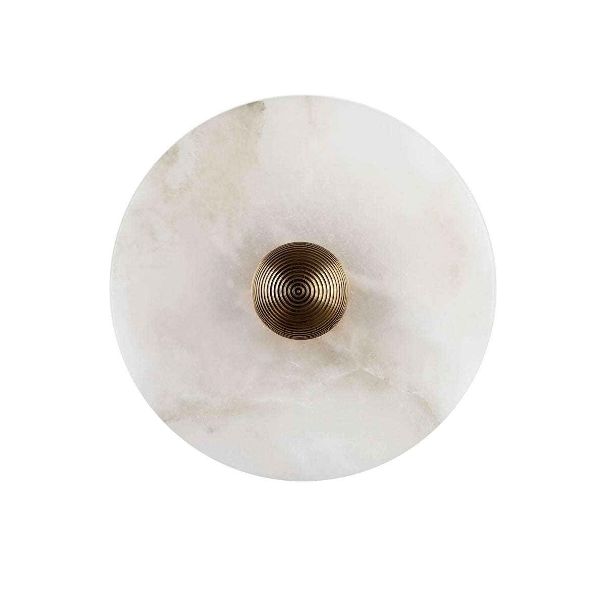 Round Wall Lamp Alabaster Fluted Brass - Lamp Copper