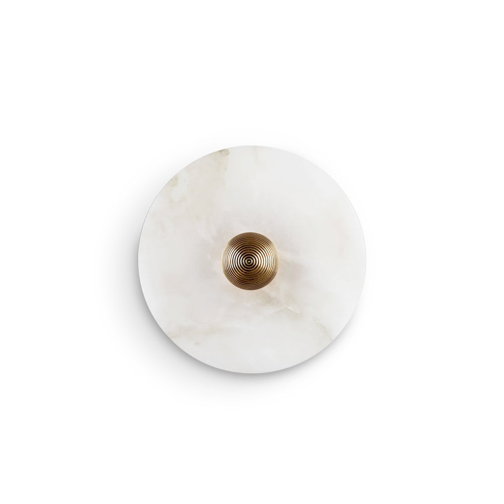 Round Wall Lamp Alabaster Fluted Brass - Lamp Copper