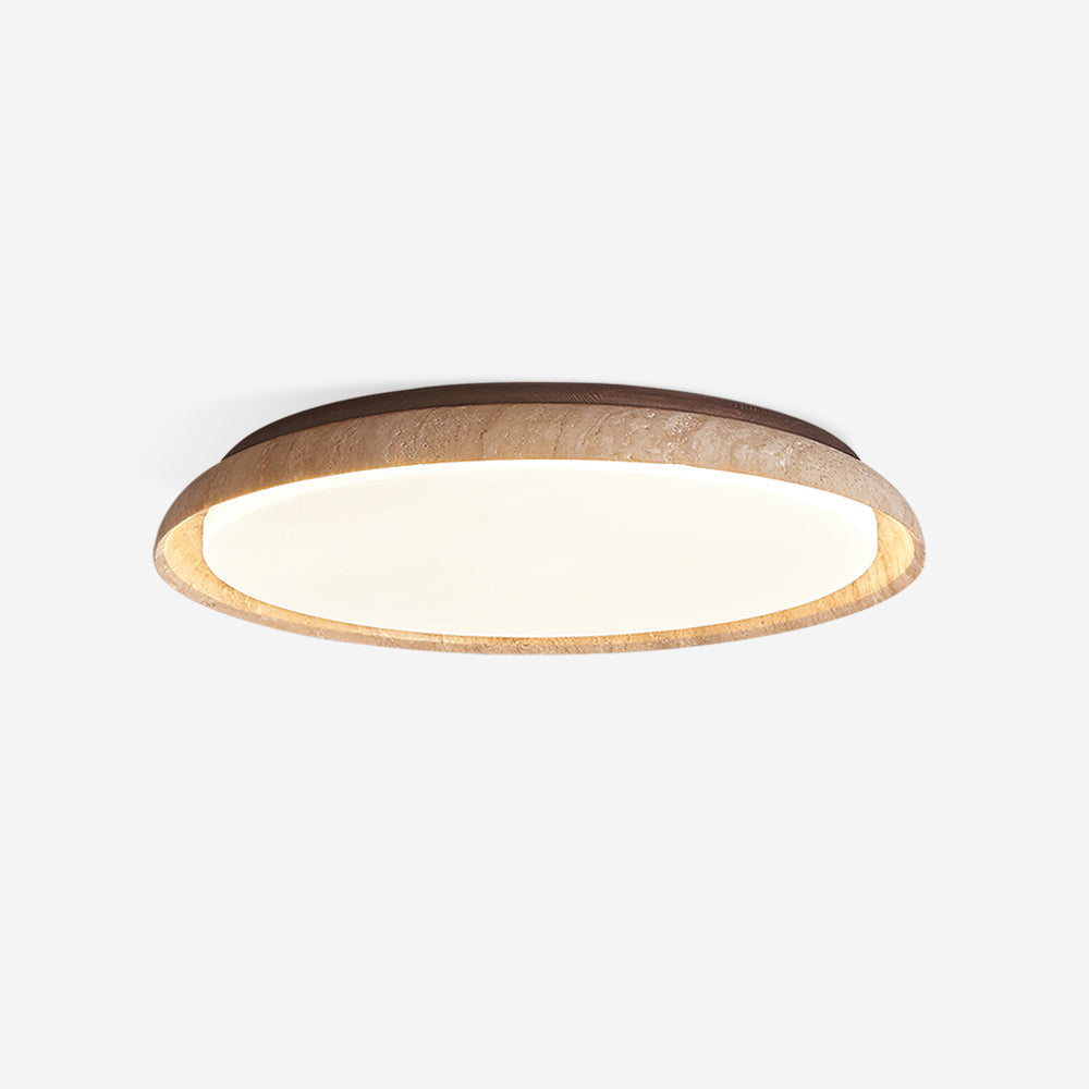 Halo Round Travertine Ceiling Light - Lamp Copper