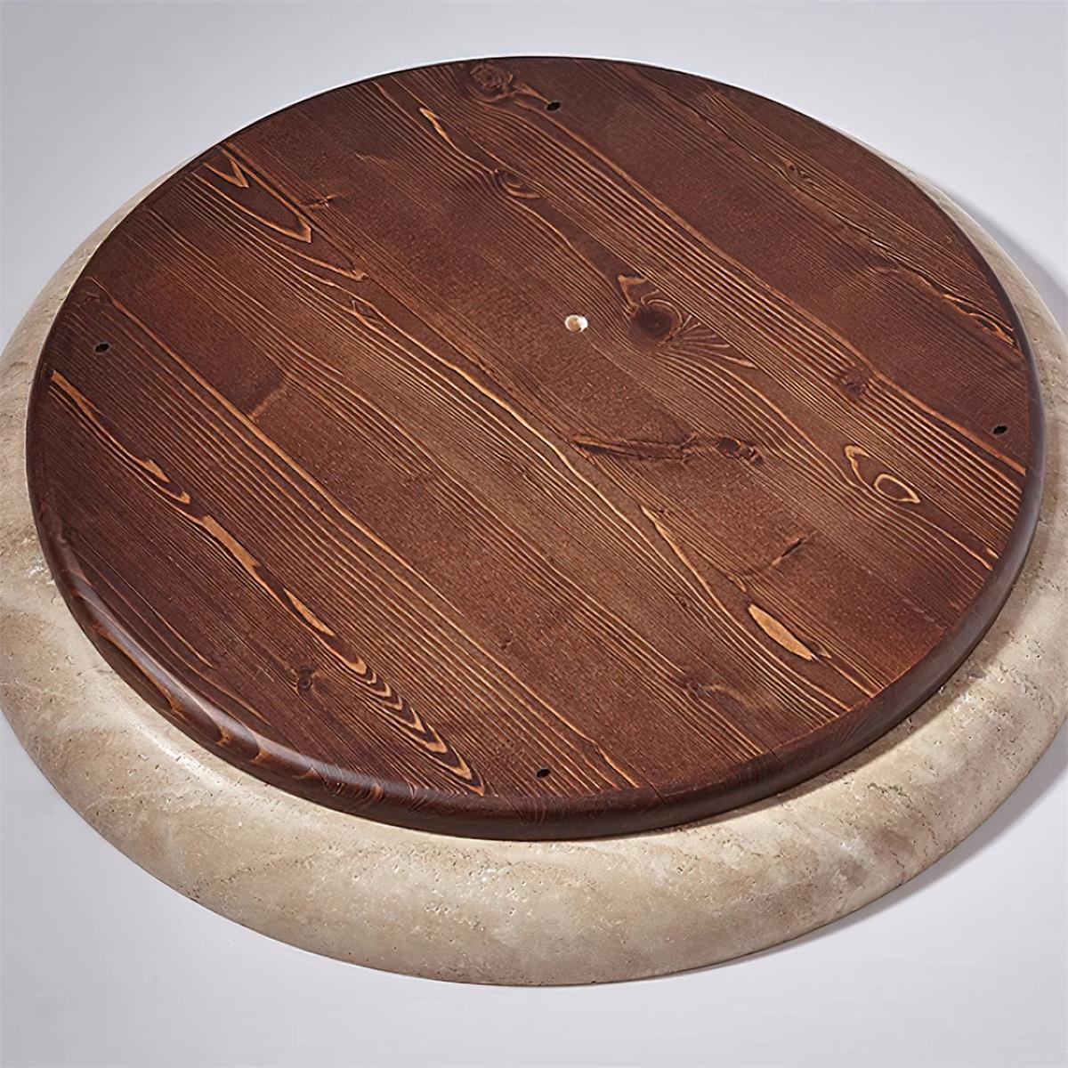 Halo Round Travertine Ceiling Light - Lamp Copper