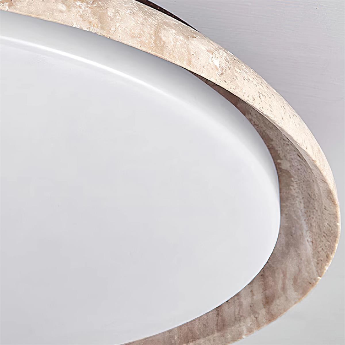 Halo Round Travertine Ceiling Light - Lamp Copper