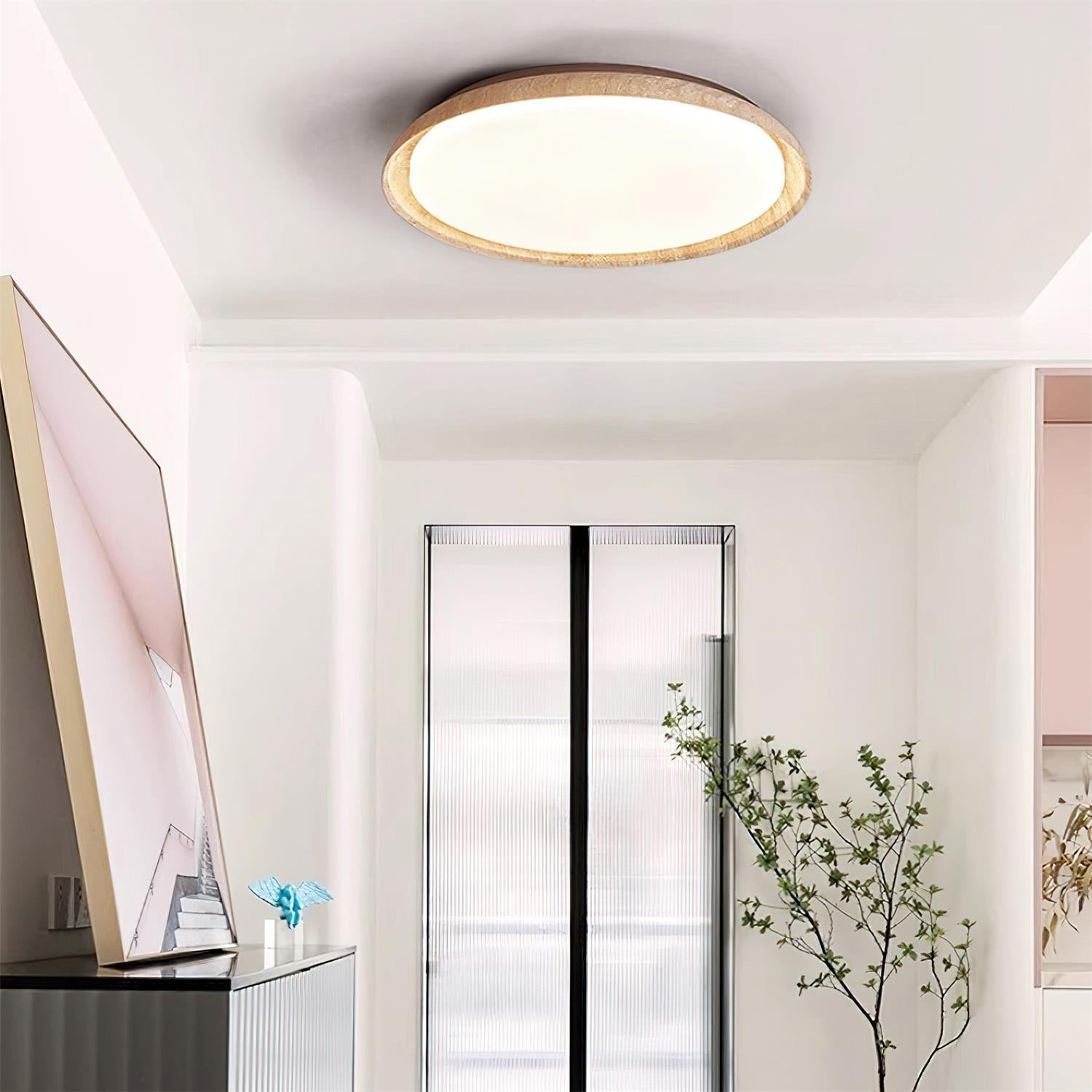 Halo Round Travertine Ceiling Light - Lamp Copper
