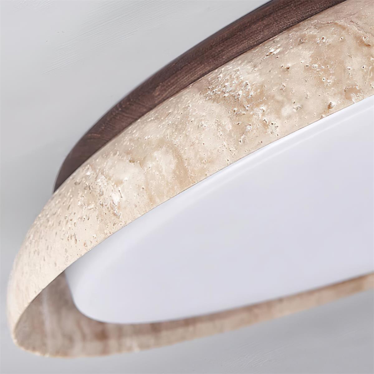 Halo Round Travertine Ceiling Light - Lamp Copper