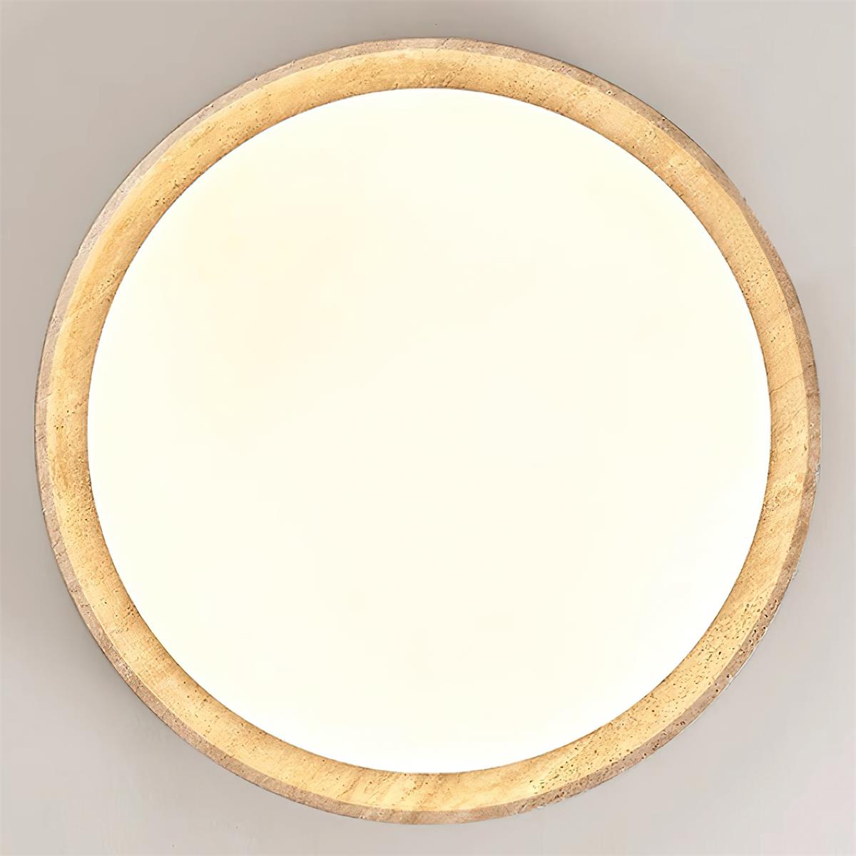 Halo Round Travertine Ceiling Light - Lamp Copper