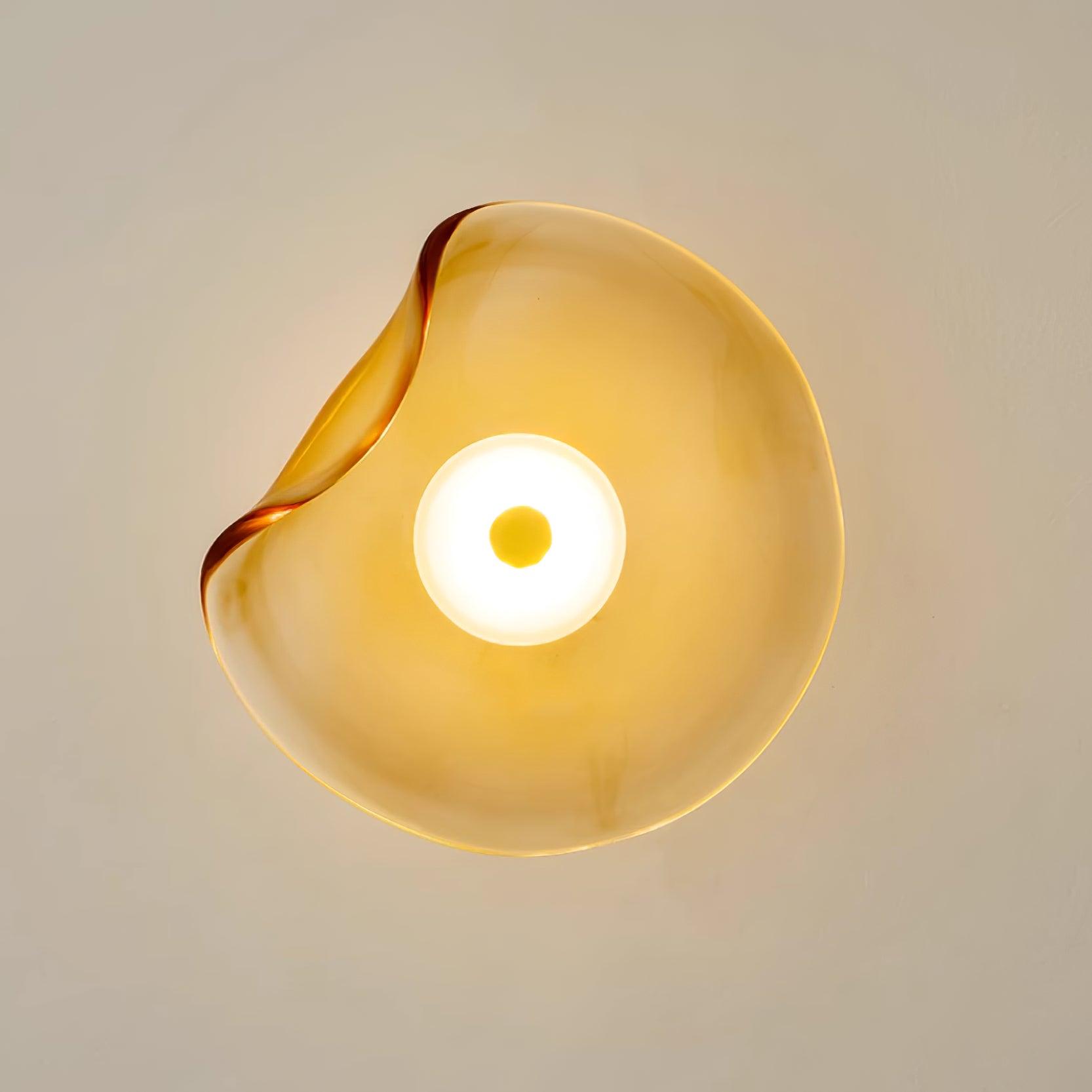 Lunara Amber Glass Ceiling Light - Lamp Copper