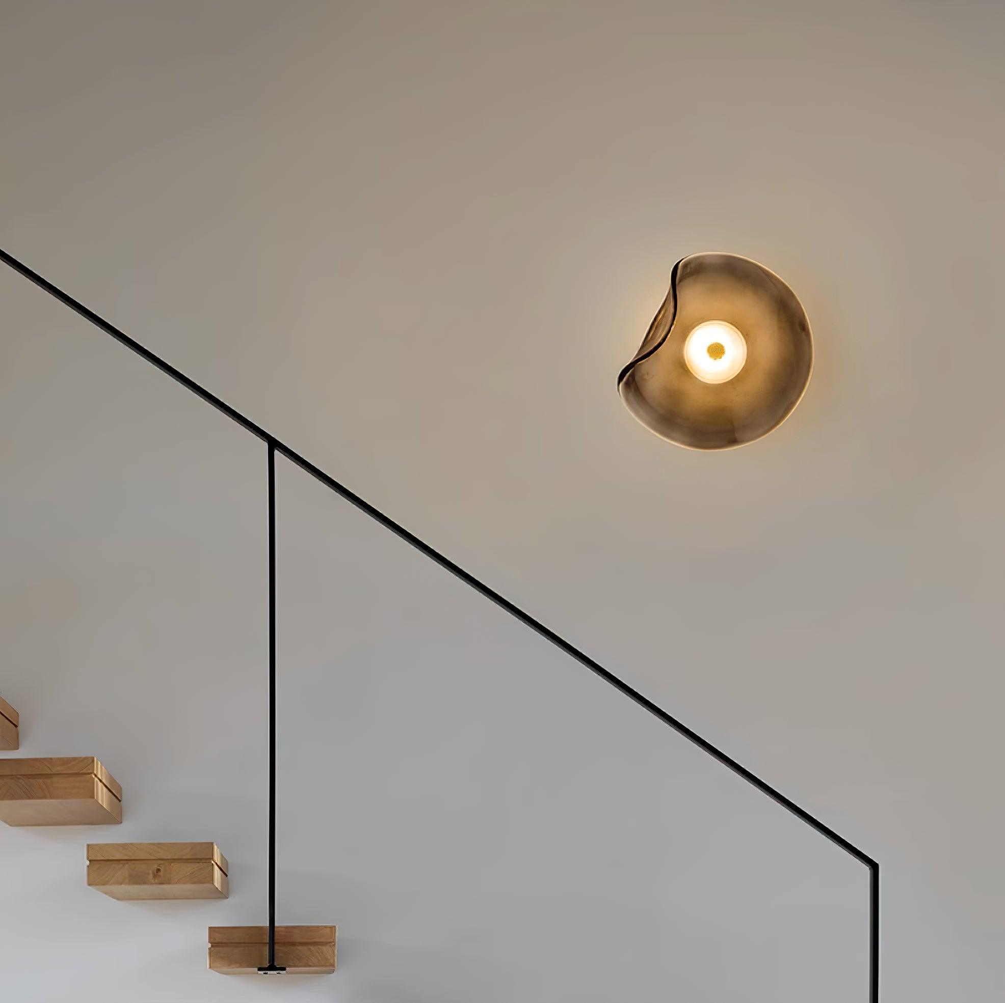 Lunara Amber Glass Ceiling Light - Lamp Copper