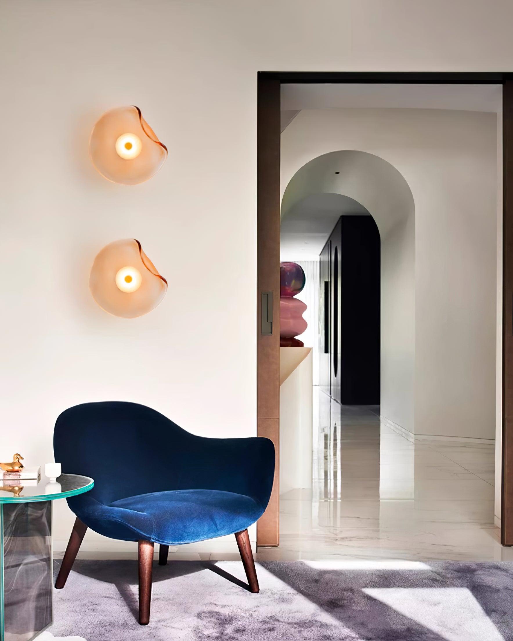 Lunara Amber Glass Ceiling Light - Lamp Copper