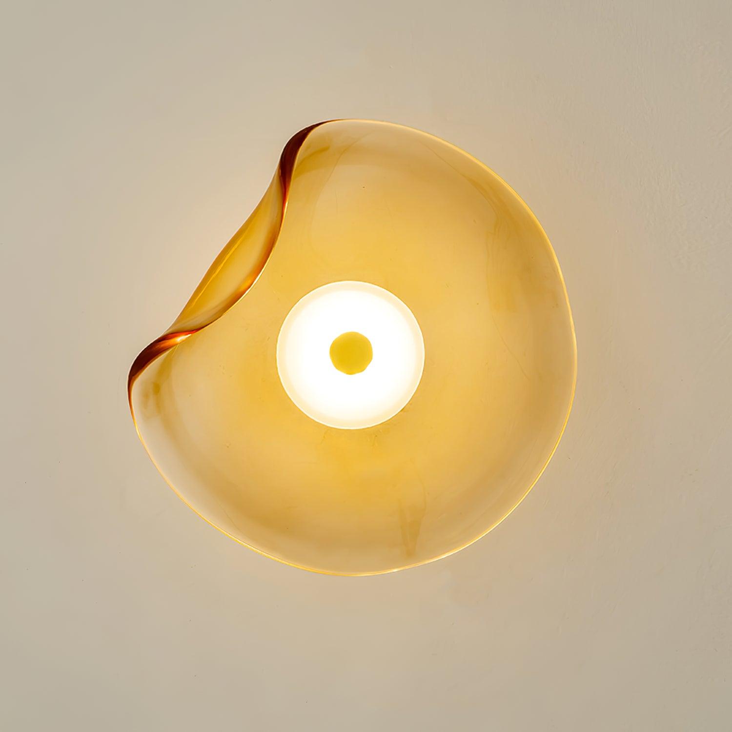 Lunara Amber Glass Ceiling Light - Lamp Copper