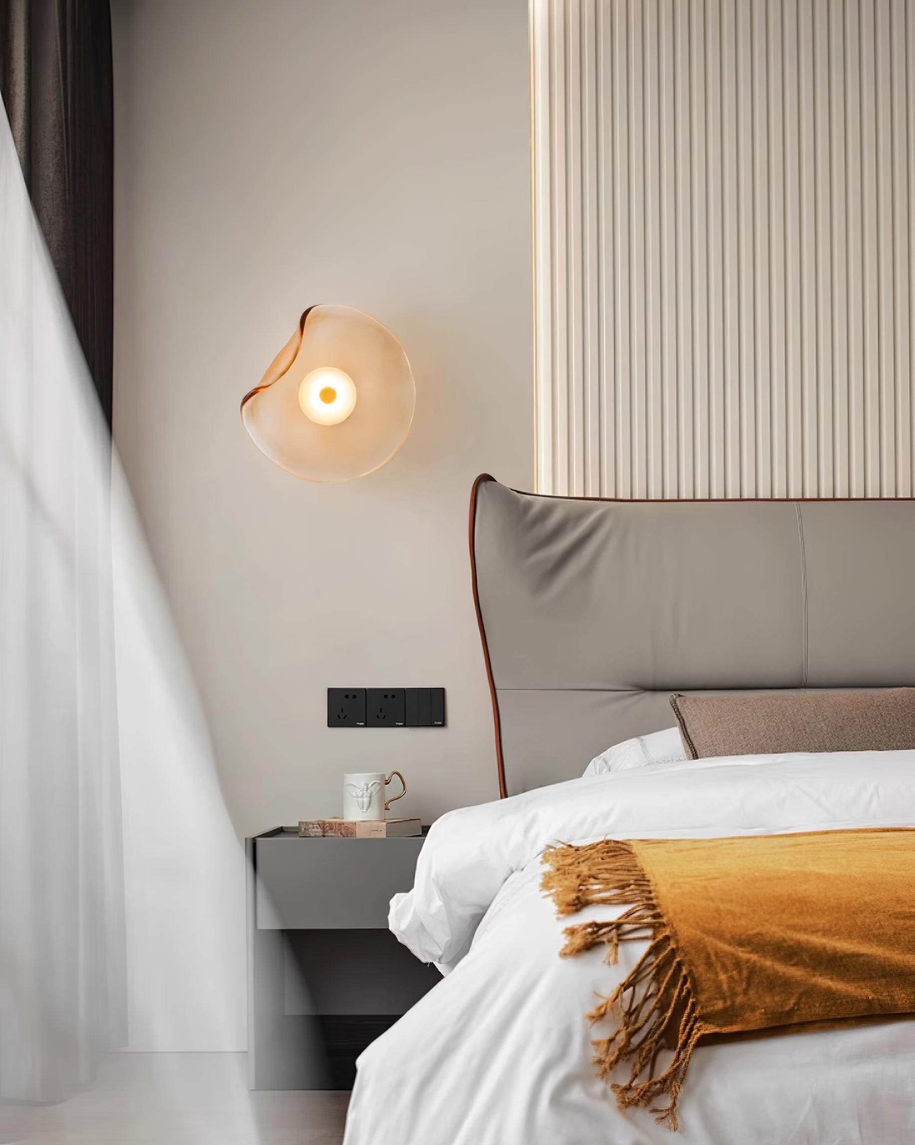 Lunara Amber Glass Ceiling Light - Lamp Copper