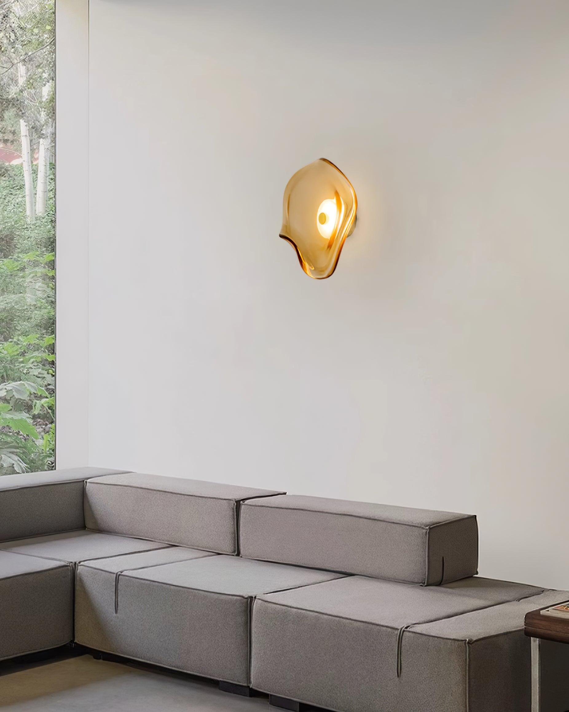 Lunara Amber Glass Ceiling Light - Lamp Copper