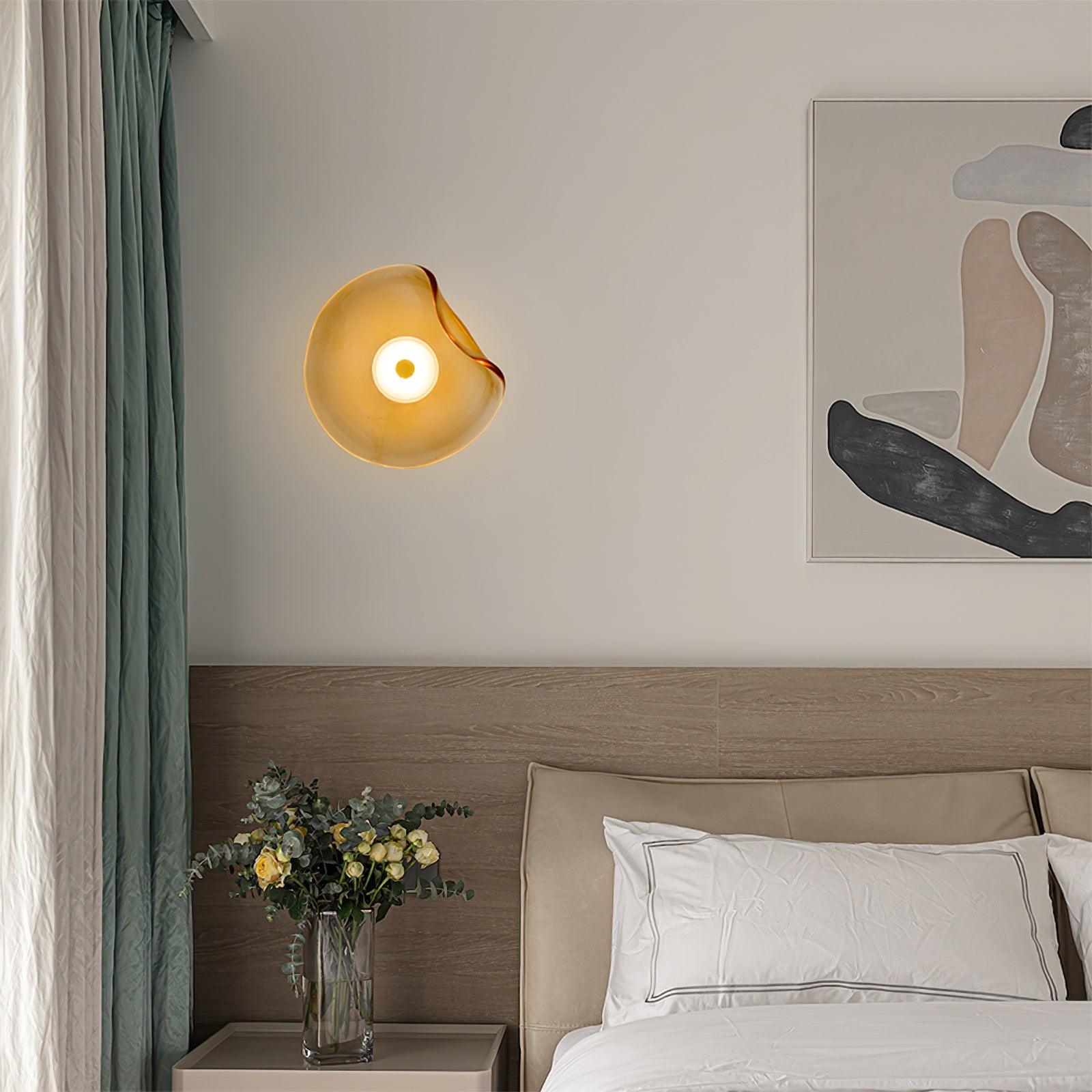 Lunara Amber Glass Ceiling Light - Lamp Copper