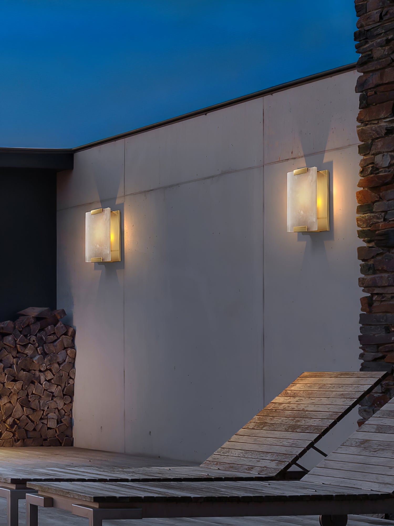 Roux Wall Lamp Alabaster Panel Glow - Lamp Copper