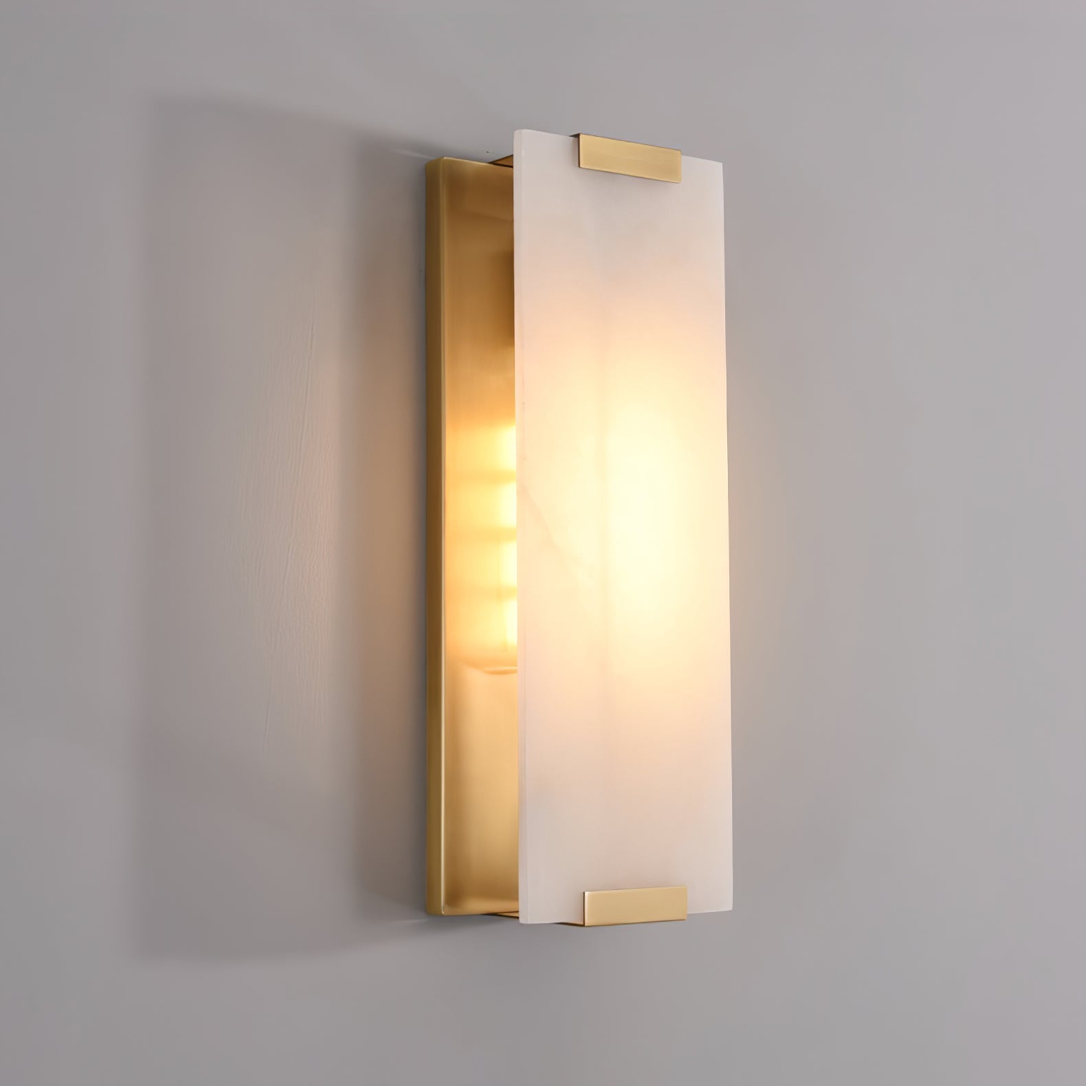 Roux Wall Lamp Alabaster Panel Glow - Lamp Copper