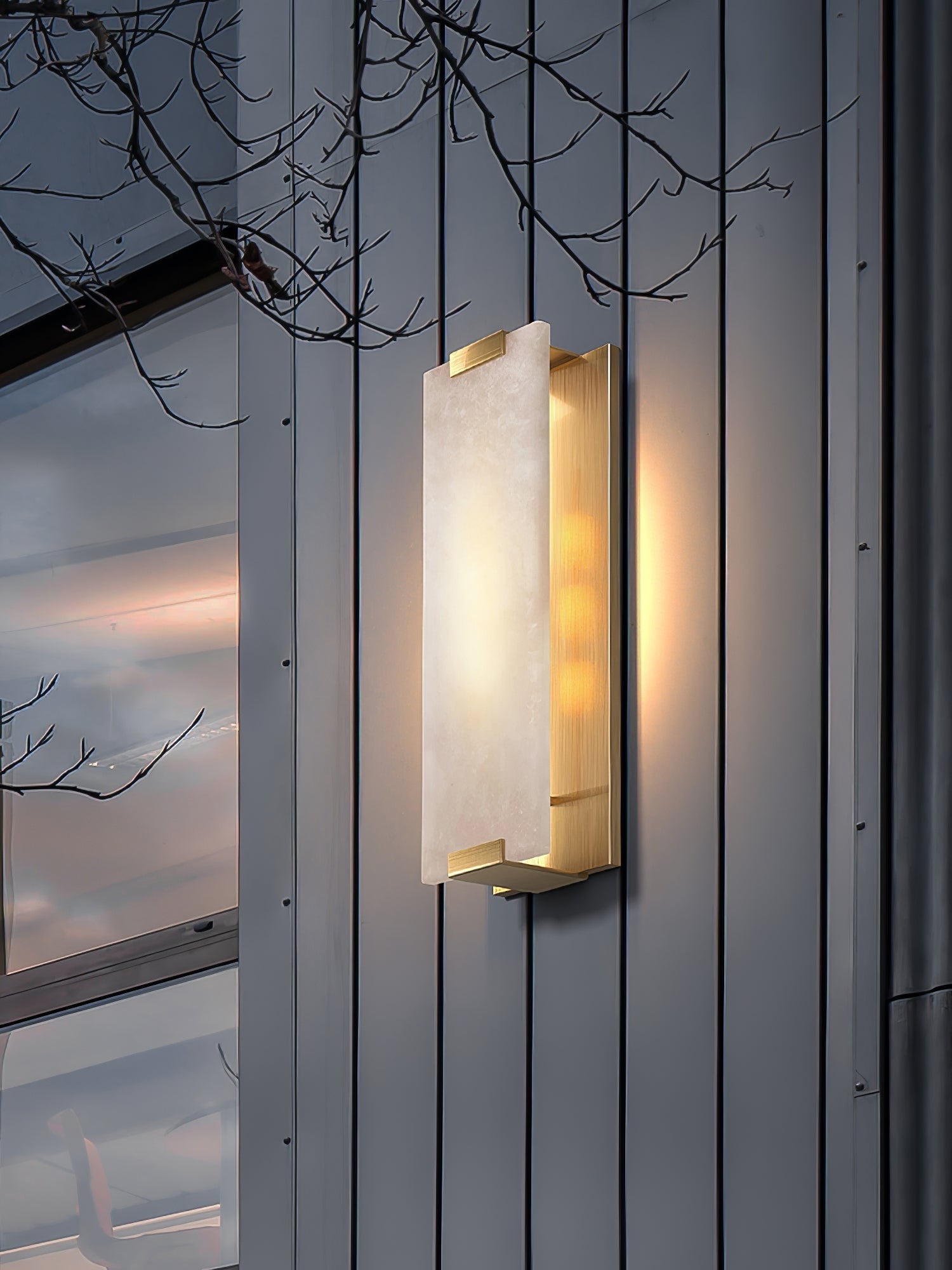 Roux Wall Lamp Alabaster Panel Glow - Lamp Copper