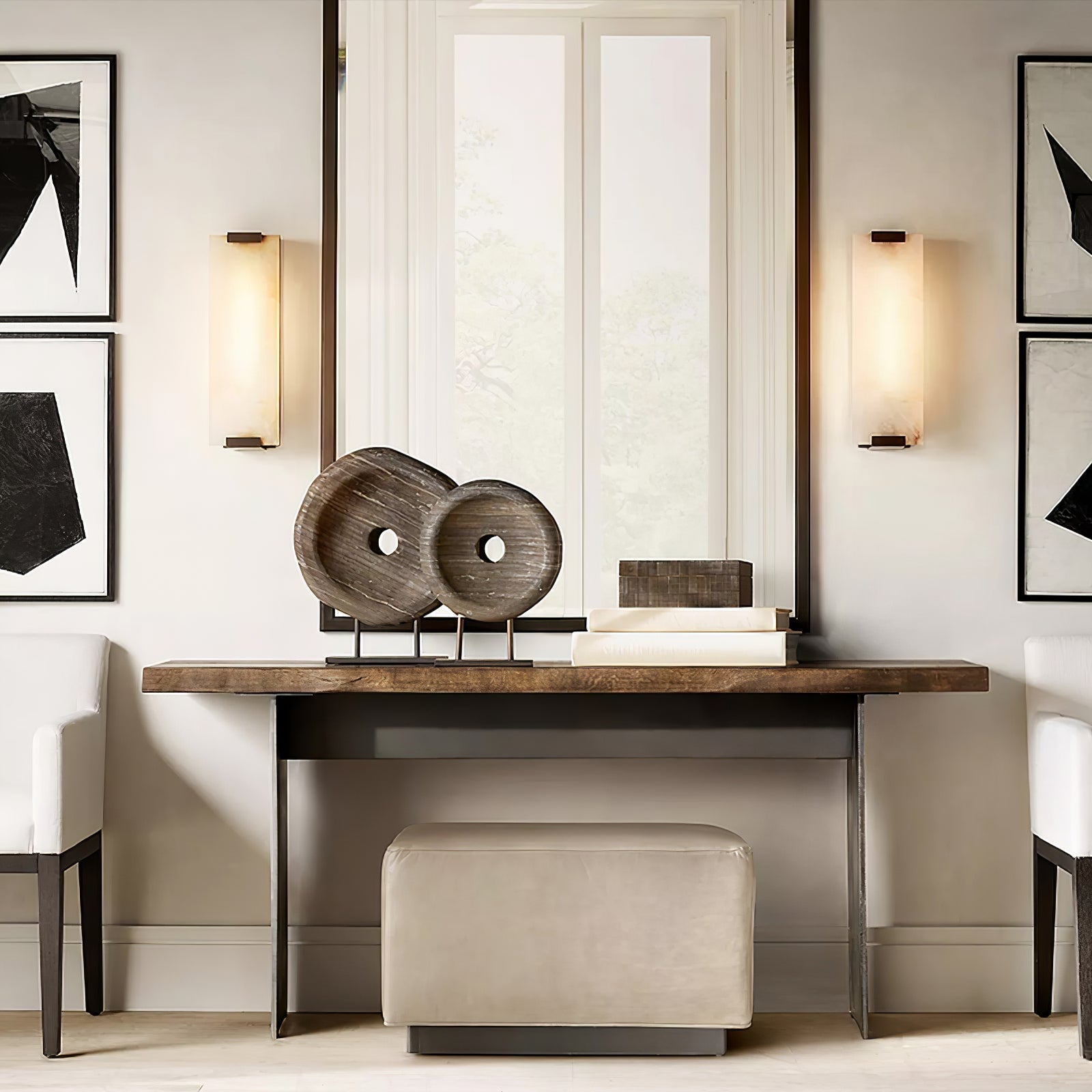 Roux Wall Lamp Alabaster Panel Glow - Lamp Copper