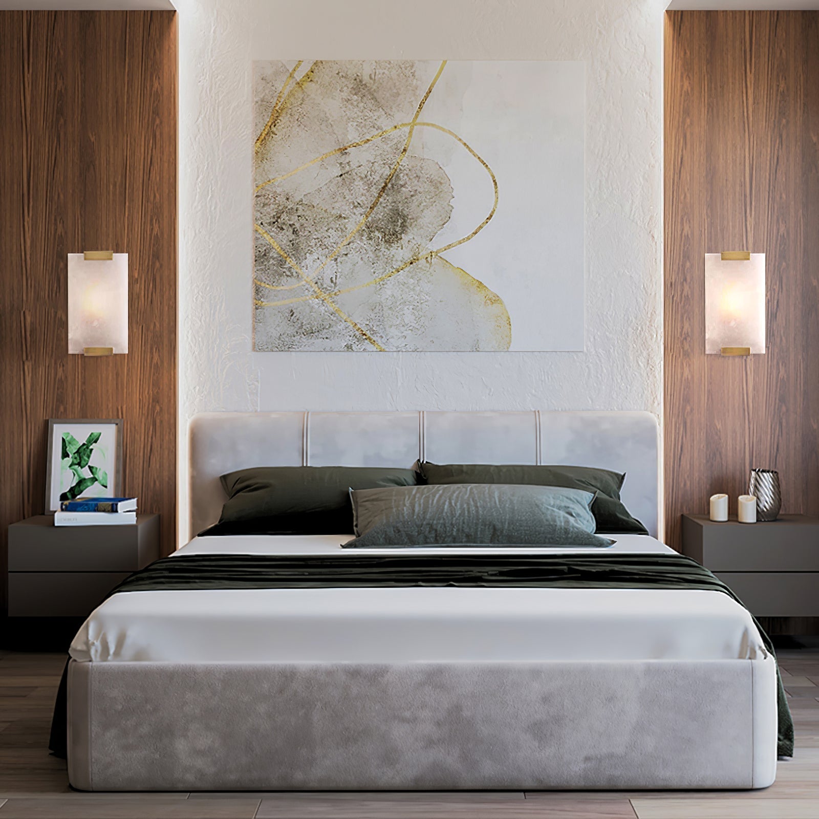 Roux Wall Lamp Alabaster Panel Glow - Lamp Copper